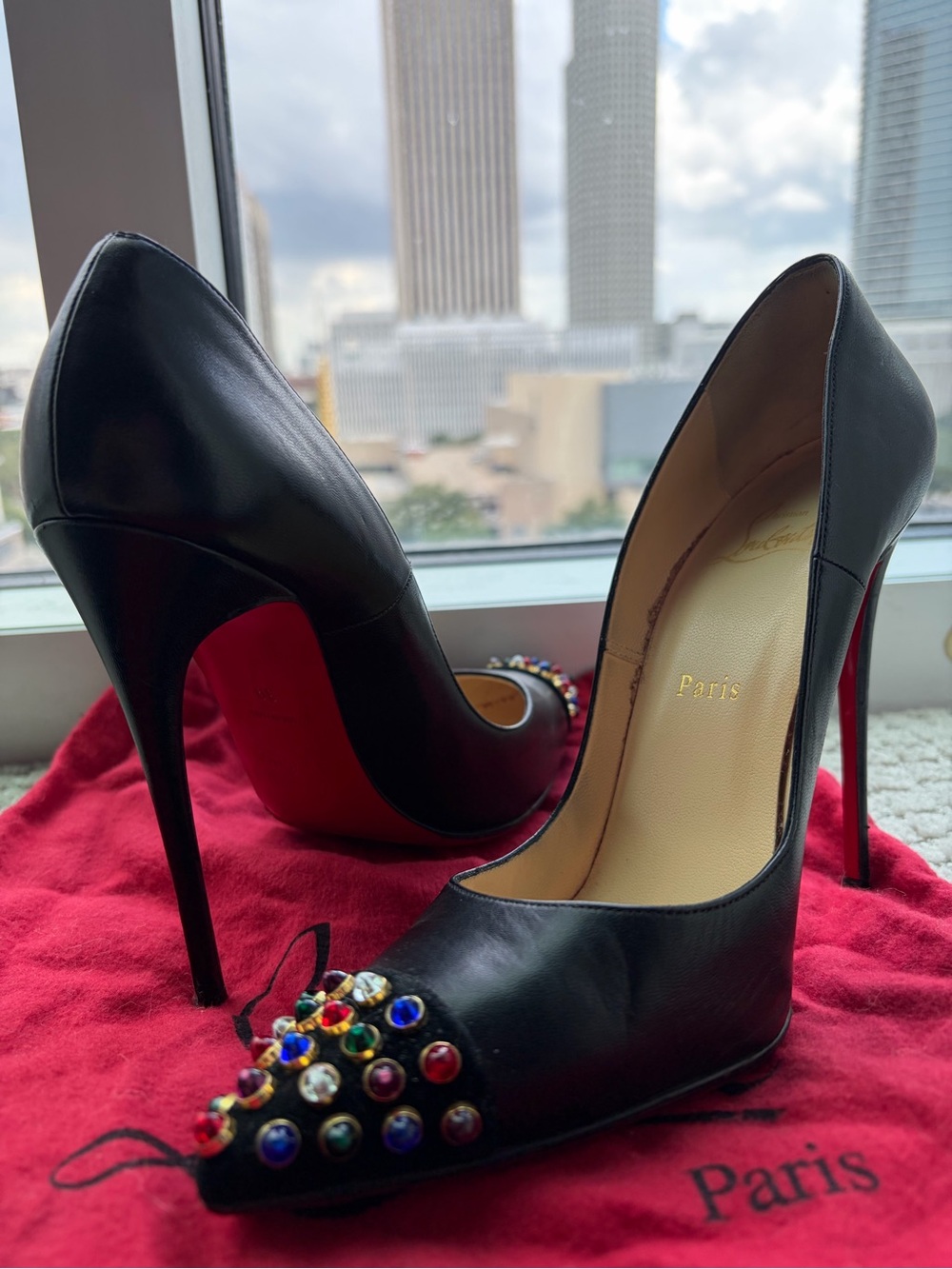Christian Louboutin Cabo 100 Pumps W/ Multicolor Rhinestones